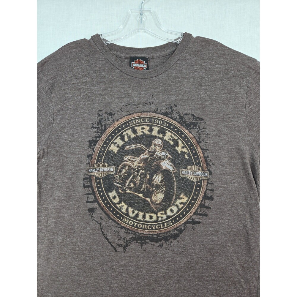 Vintage Harley Davidson Bravado T-Shirt Men's Large Brown Powder Keg Mason Ohio